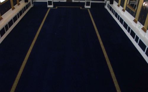 Hand tufted carpet in conference room