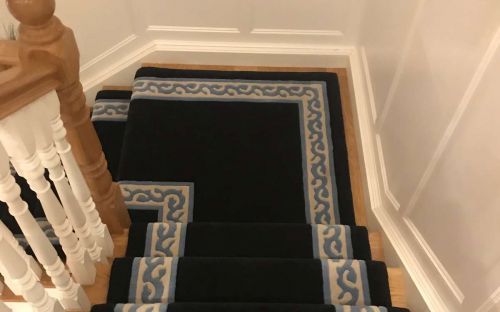 Blue carpet with light blue Ennell border in a residential house