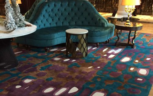Large Hand tufted purple brown and green rug - powerscourt hotel