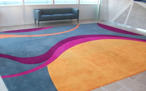 Hand tufted rug in lobby